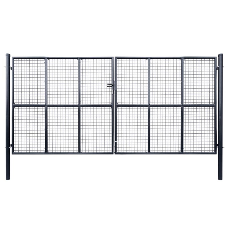 vidaXL Mesh-Gartentor Verzinkter Stahl 400 x 200 cm Grau vidaXL Mesh-Gartentor Verzinkter Stahl 400 x 200 cm Grau