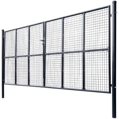 vidaXL Mesh-Gartentor Verzinkter Stahl 400 x 200 cm Grau