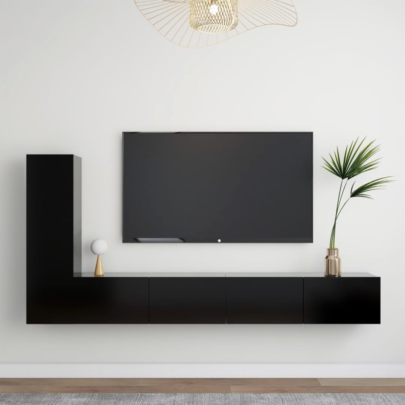 3-tlg. TV-Schrank-Set Schwarz Holzwerkstoff 3-tlg. TV-Schrank-Set Schwarz Holzwerkstoff