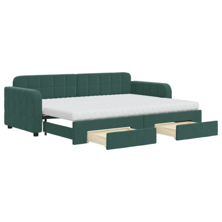 vidaXL Tagesbett Ausziehbar mit Schubladen Dunkelgrün 80x200 cm Samt