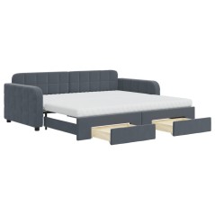 vidaXL Tagesbett Ausziehbar mit Schubladen Dunkelgrau 90x190 cm Samt