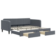 vidaXL Tagesbett Ausziehbar mit Schubladen Dunkelgrau 100x200 cm Samt