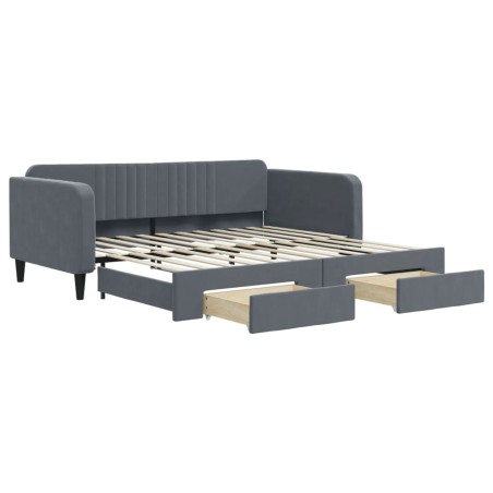 vidaXL Tagesbett Ausziehbar mit Schubladen Dunkelgrau 100x200 cm Samt