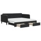 vidaXL Tagesbett Ausziehbar mit Schubladen Schwarz 90x190 cm Samt