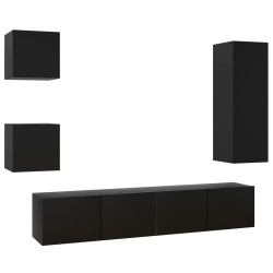 vidaXL 5-tlg. TV-Schrank-Set Schwarz Holzwerkstoff