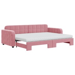 vidaXL Tagesbett Ausziehbar mit Matratzen Rosa 80x200 cm Samt