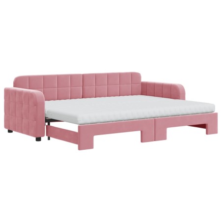 vidaXL Tagesbett Ausziehbar mit Matratzen Rosa 80x200 cm Samt