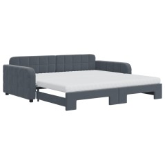 vidaXL Tagesbett Ausziehbar mit Matratzen Dunkelgrau 100x200 cm Samt
