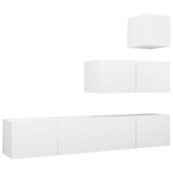 vidaXL 4-tlg. TV-Schrank-Set Weiß Holzwerkstoff