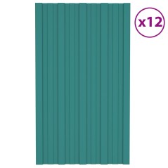vidaXL Dachpaneele 12 Stk. Verzinkter Stahl Grün 80x45 cm