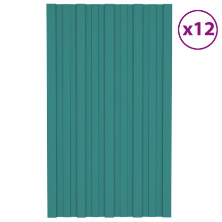 vidaXL Dachpaneele 12 Stk. Verzinkter Stahl Grün 80x45 cm
