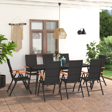 vidaXL 9-tlg. Garten-Essgruppe Schwarz und Braun