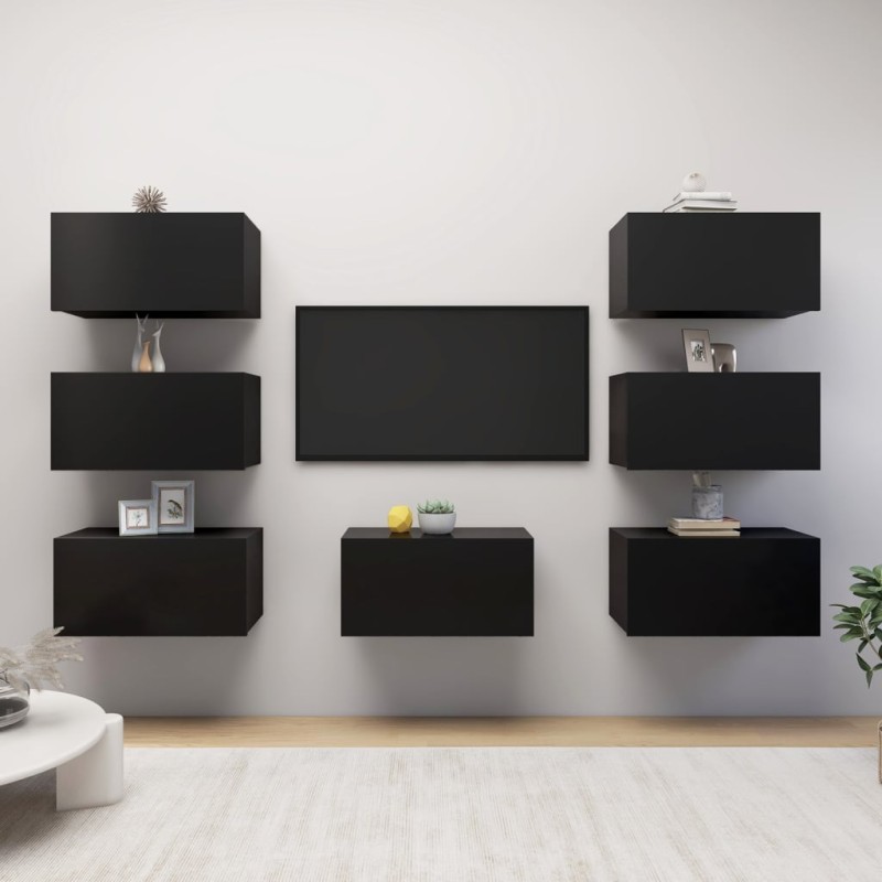 vidaXL TV-Schränke 7 Stk. Schwarz 30,5x30x60 cm Holzwerkstoff vidaXL TV-Schränke 7 Stk. Schwarz 30,5x30x60 cm Holzwerkstoff