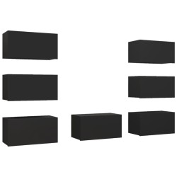 vidaXL TV-Schränke 7 Stk. Schwarz 30,5x30x60 cm Holzwerkstoff