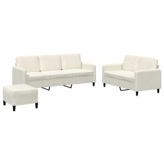 vidaXL 3-tlg. Sofagarnitur Creme Samt