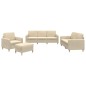 vidaXL 4-tlg. Sofagarnitur mit Kissen Creme Stoff
