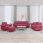 vidaXL 4-tlg. Sofagarnitur mit Kissen Weinrot Samt
