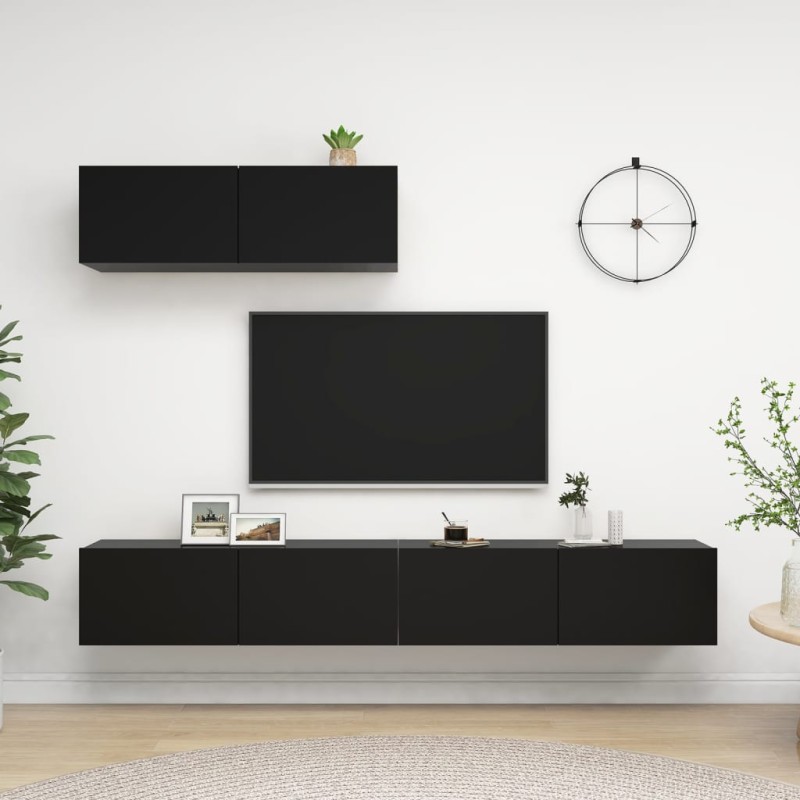 vidaXL TV-Schränke 3 Stk. Schwarz Holzwerkstoff vidaXL TV-Schränke 3 Stk. Schwarz Holzwerkstoff
