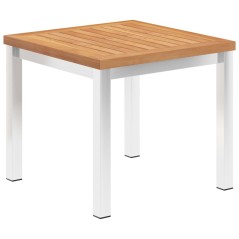 vidaXL Garten-Beistelltisch 45 x 45 x 38 cm Teak Massivholz Edelstahl