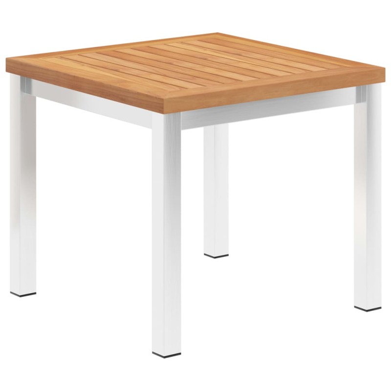 vidaXL Garten-Beistelltisch 45 x 45 x 38 cm Teak Massivholz Edelstahl