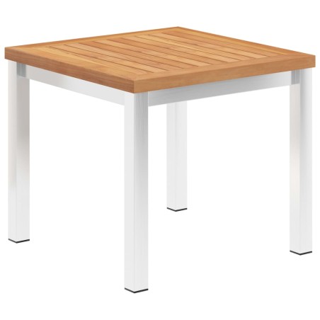 vidaXL Garten-Beistelltisch 45 x 45 x 38 cm Teak Massivholz Edelstahl