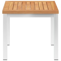 vidaXL Garten-Beistelltisch 45 x 45 x 38 cm Teak Massivholz Edelstahl