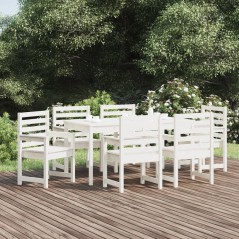 vidaXL 7-tlg. Garten-Essgruppe Weiß Massivholz Kiefer