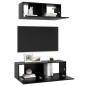 2-tlg. TV-Schrank-Set Schwarz Holzwerkstoff 2-tlg. TV-Schrank-Set Schwarz Holzwerkstoff