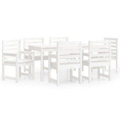 vidaXL 7-tlg. Garten-Essgruppe Weiß Massivholz Kiefer