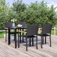vidaXL 5-tlg. Garten-Essgruppe Schwarz Poly Rattan