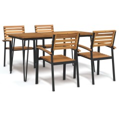 vidaXL 5-tlg. Garten-Essgruppe Massivholz Akazie und Metall