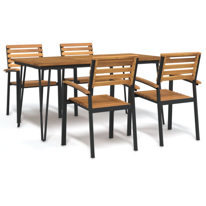 vidaXL 5-tlg. Garten-Essgruppe Massivholz Akazie und Metall vidaXL 5-tlg. Garten-Essgruppe Massivholz Akazie und Metall