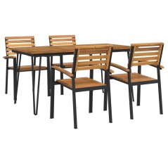 vidaXL 5-tlg. Garten-Essgruppe Massivholz Akazie und Metall
