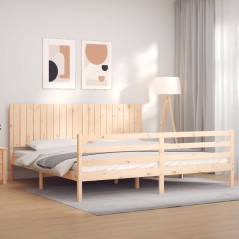 vidaXL Massivholzbett mit Kopfteil 200x200 cm