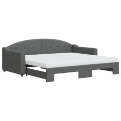vidaXL Tagesbett Ausziehbar mit Matratzen Dunkelgrau 90x190 cm Stoff