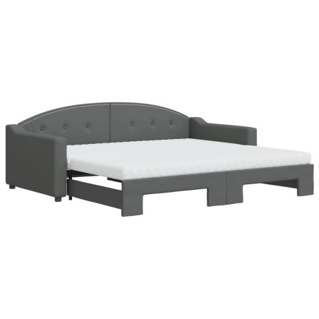 vidaXL Tagesbett Ausziehbar mit Matratzen Dunkelgrau 90x190 cm Stoff