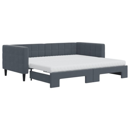vidaXL Tagesbett Ausziehbar mit Matratzen Dunkelgrau 90x190 cm Samt