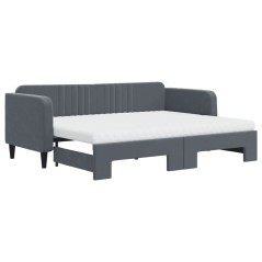 vidaXL Tagesbett Ausziehbar mit Matratzen Dunkelgrau 80x200 cm Samt