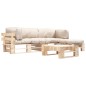 vidaXL 4-tlg. Paletten-Lounge-Set mit Kissen in Sandfarben Holz vidaXL 4-tlg. Paletten-Lounge-Set mit Kissen in Sandfarben Holz