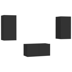 3-tlg. TV-Schrank-Set Schwarz Holzwerkstoff