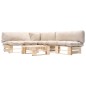 vidaXL 4-tlg. Paletten-Lounge-Set mit Kissen in Sandfarben Holz vidaXL 4-tlg. Paletten-Lounge-Set mit Kissen in Sandfarben Holz