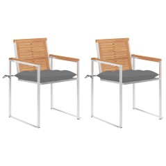 vidaXL Gartenstühle mit Kissen 2 Stk. Massivholz Teak und Stahl