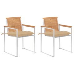 vidaXL Gartenstühle mit Kissen 2 Stk. Massivholz Teak und Stahl