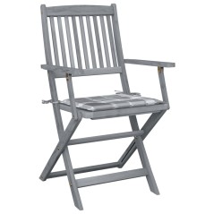 vidaXL Klappbare Gartenstühle 2 Stk. mit Kissen Massivholz Akazie