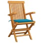 vidaXL Gartenstühle mit Blauen Kissen 3 Stk. Massivholz Teak