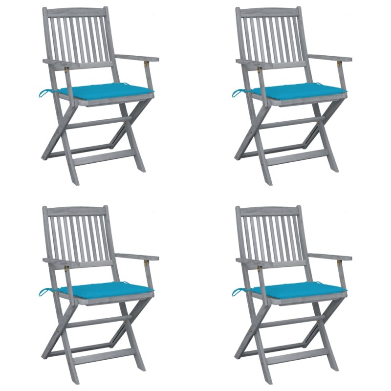 vidaXL Klappbare Gartenstühle 4 Stk. mit Sitzkissen Massivholz Akazie vidaXL Klappbare Gartenstühle 4 Stk. mit Sitzkissen Massivholz Akazie