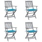 vidaXL Klappbare Gartenstühle 4 Stk. mit Sitzkissen Massivholz Akazie vidaXL Klappbare Gartenstühle 4 Stk. mit Sitzkissen Massivholz Akazie