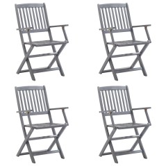vidaXL Klappbare Gartenstühle 4 Stk. mit Sitzkissen Massivholz Akazie