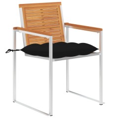 vidaXL Gartenstühle mit Kissen 2 Stk. Massivholz Akazie und Stahl  