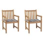 vidaXL Gartenstühle 2 Stk. Graue Karomuster-Kissen Massivholz Teak vidaXL Gartenstühle 2 Stk. Graue Karomuster-Kissen Massivholz Teak